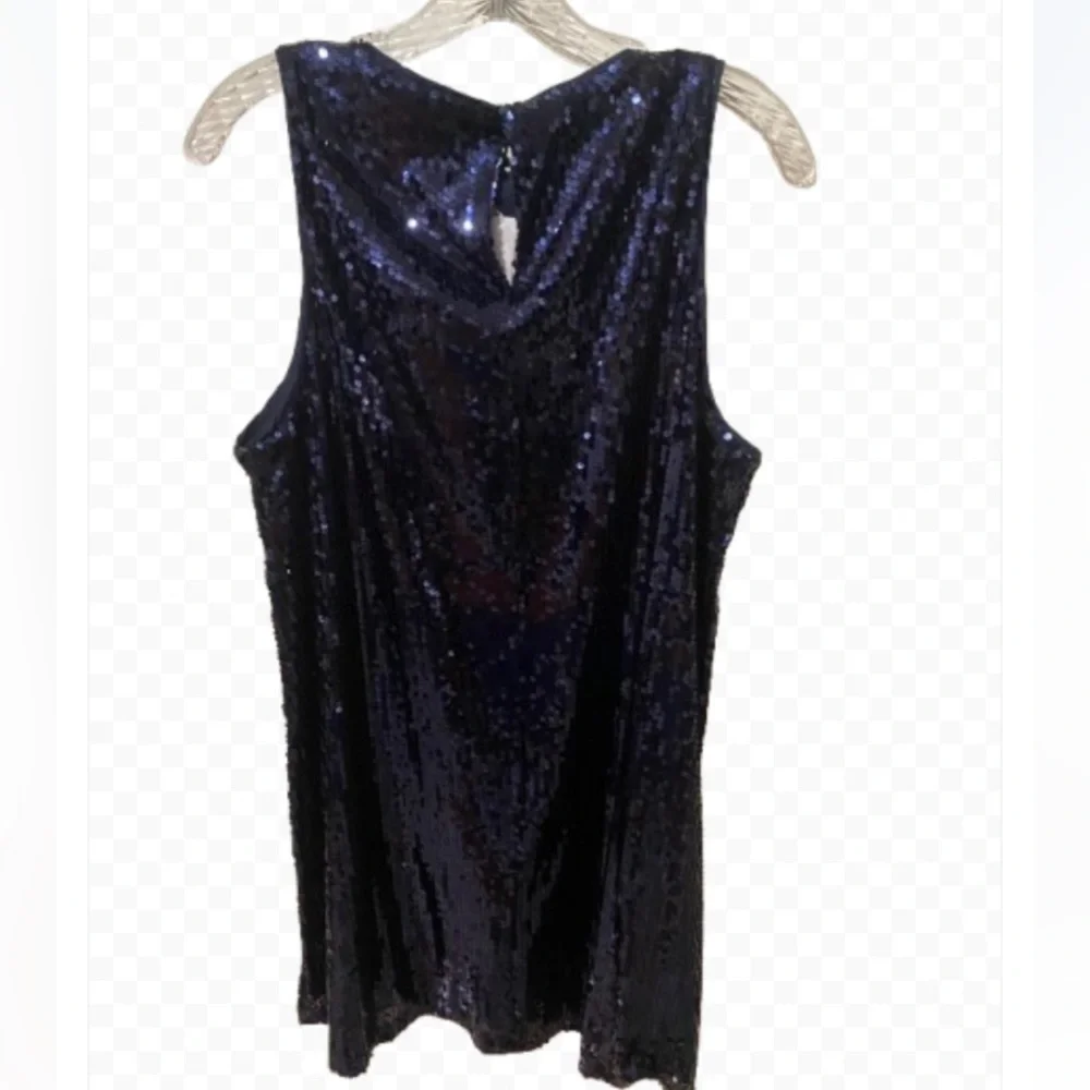 “Party Dress” Sequins Shimmering Midnight Blue Mini Dress by Sugarlips - Picture 10 of 11